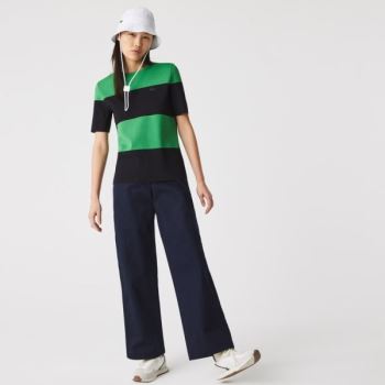 Lacoste High-Waisted Flared Cotton Pants - Kalhoty Dámské Tmavě Blankyt Blankyt | CZ-pERbkl